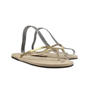 Havaianas Shoes Womens 9.5 Sandals Flip Flop Casual Fashion Gold Metallic Slim